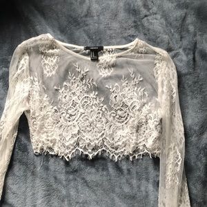 Lace crop long sleeve